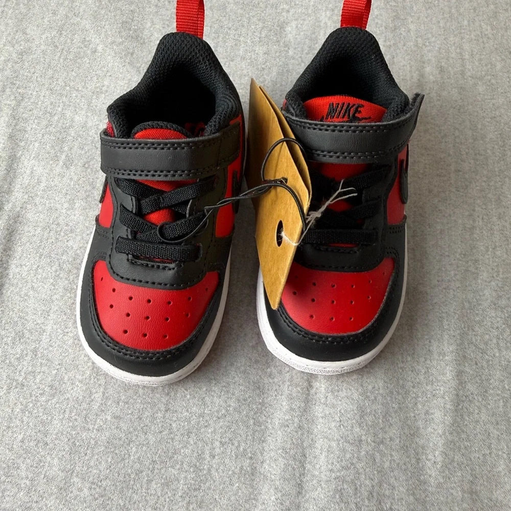 Nike Kids Court‎ Borough Low Recraft University Red and Black Sneakers